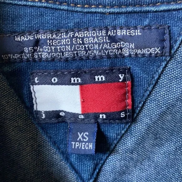 Tommy Jeans Button Up Collared Stretch Denim Vest Top