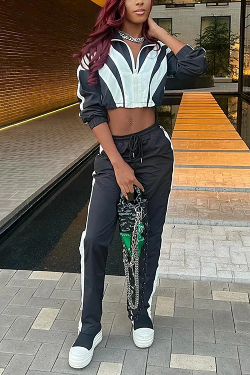 UJ0446 Two Tone Tracksuit Set