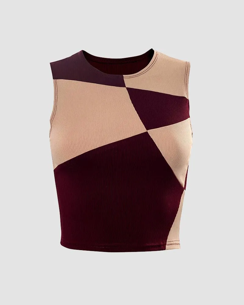 Uneven Choco Squares Tank Top