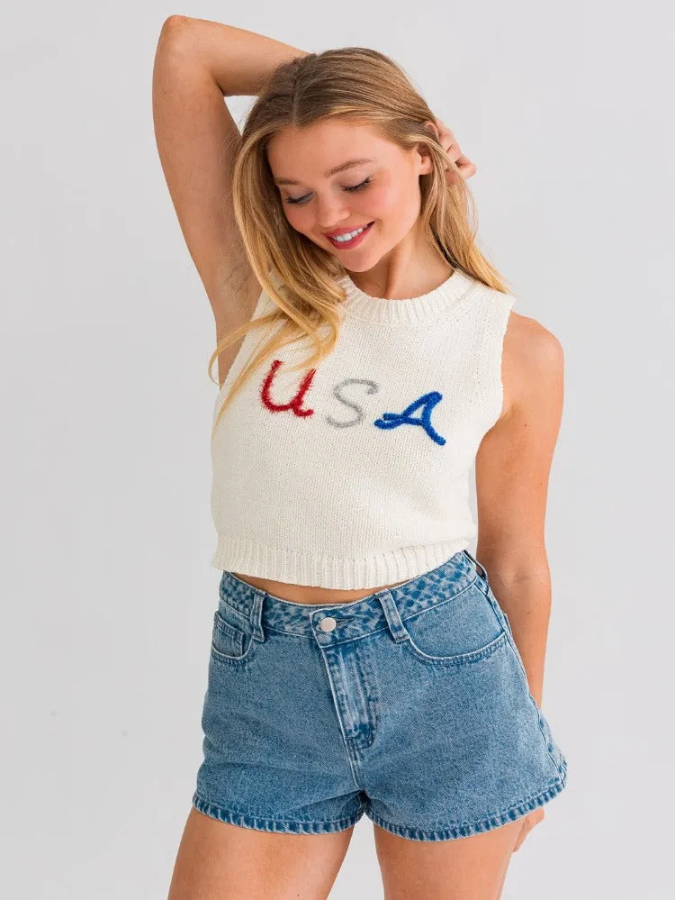 USA Cropped Tank Top