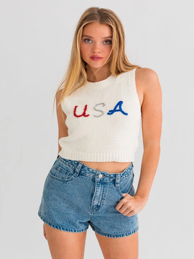 USA Cropped Tank Top