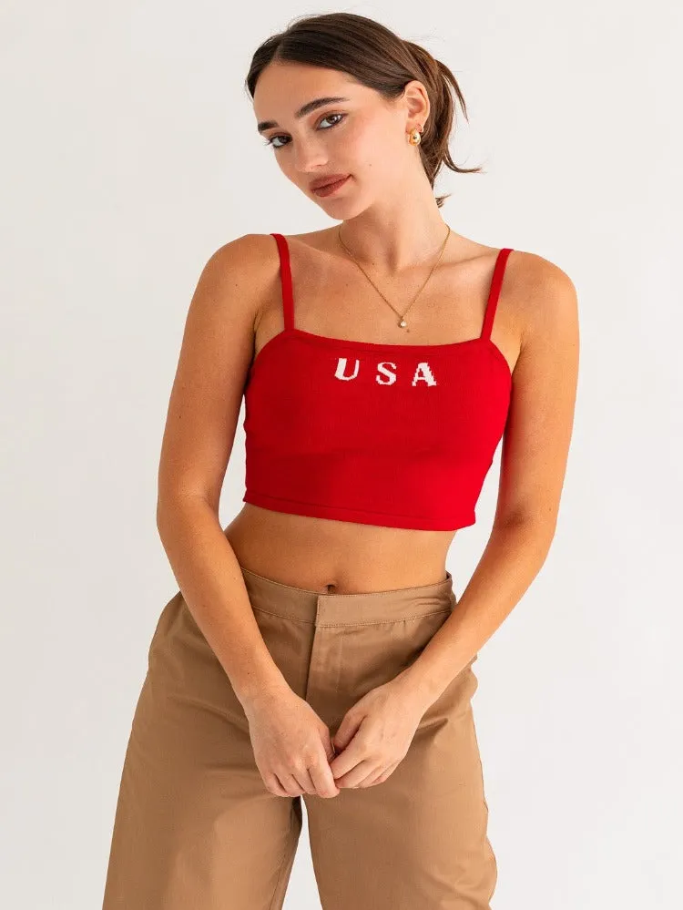 USA Square Neck Tank Top