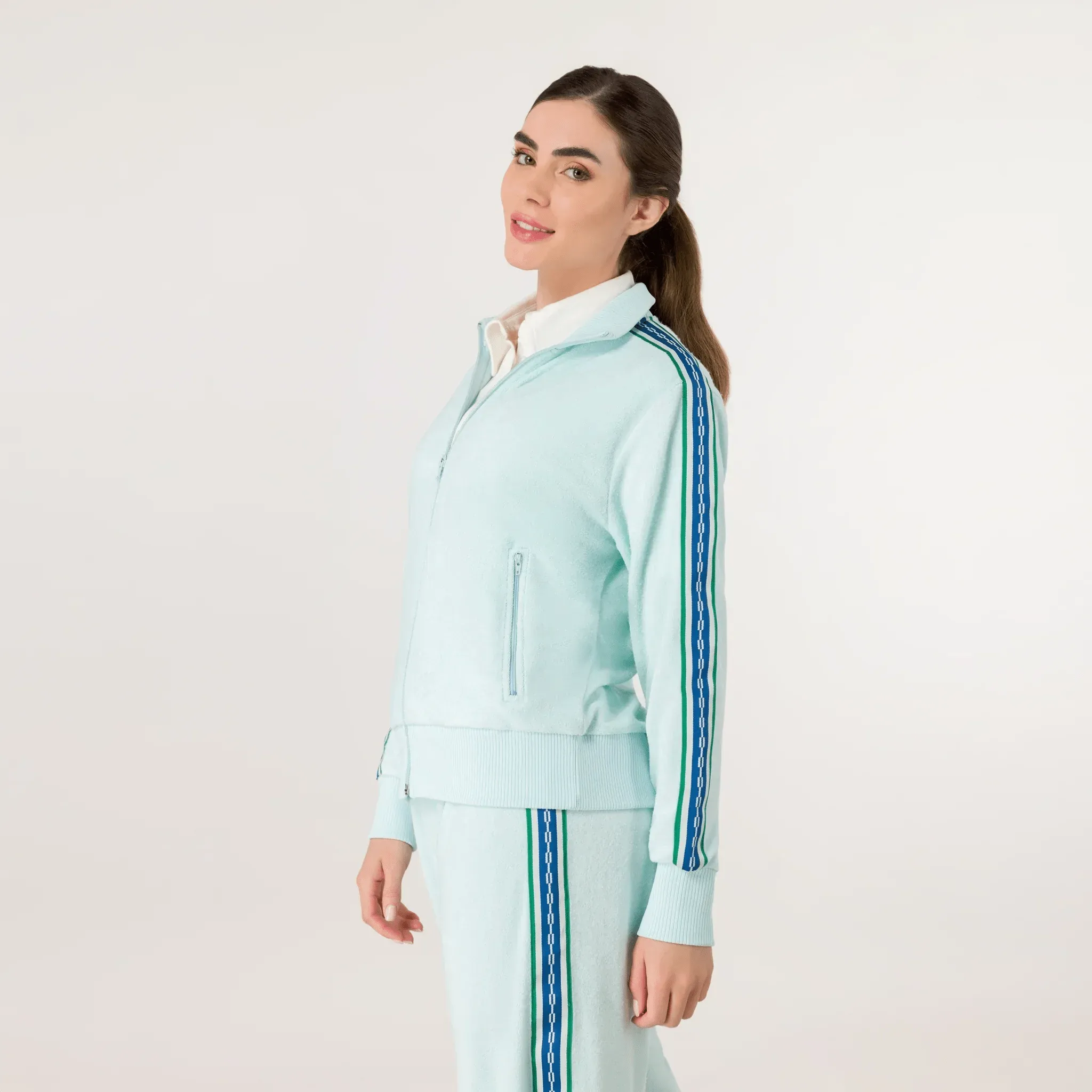 Velour Track Jacket - SEASONAL LIGHT BLUE