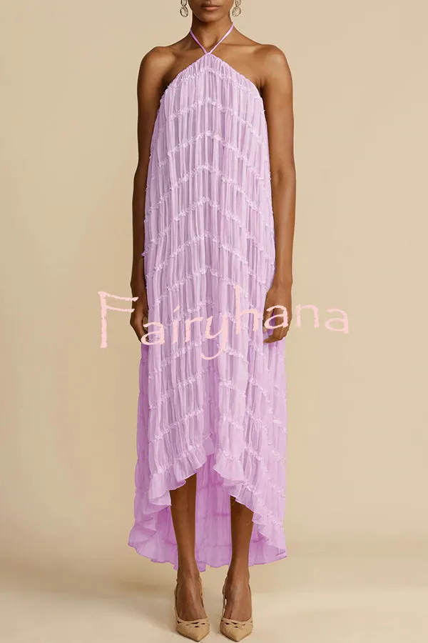 Versatility and Vintage Charm Pleated Drawstring Waist Tiered Maxi Skirt