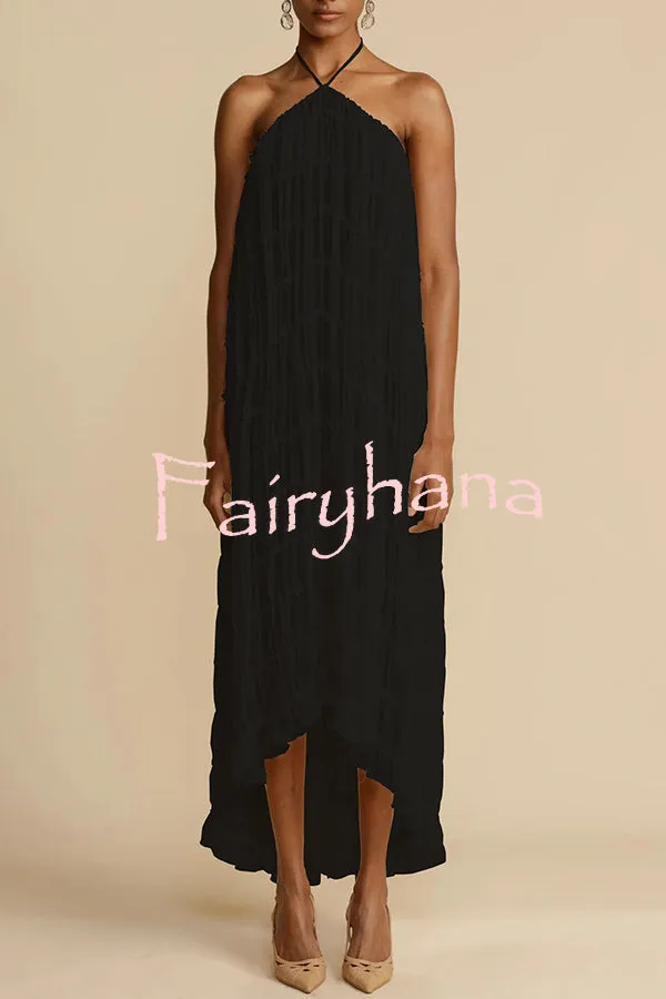 Versatility and Vintage Charm Pleated Drawstring Waist Tiered Maxi Skirt