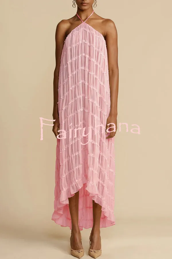 Versatility and Vintage Charm Pleated Drawstring Waist Tiered Maxi Skirt