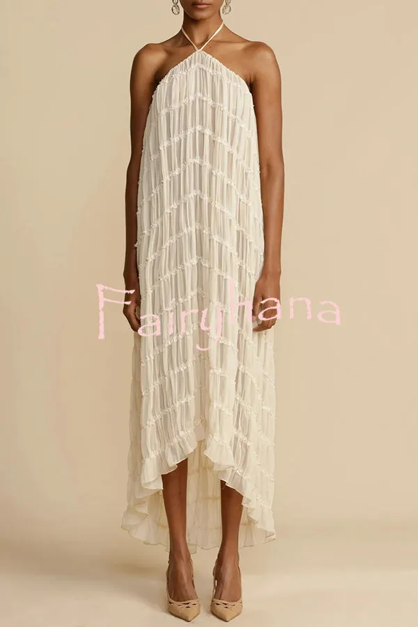Versatility and Vintage Charm Pleated Drawstring Waist Tiered Maxi Skirt