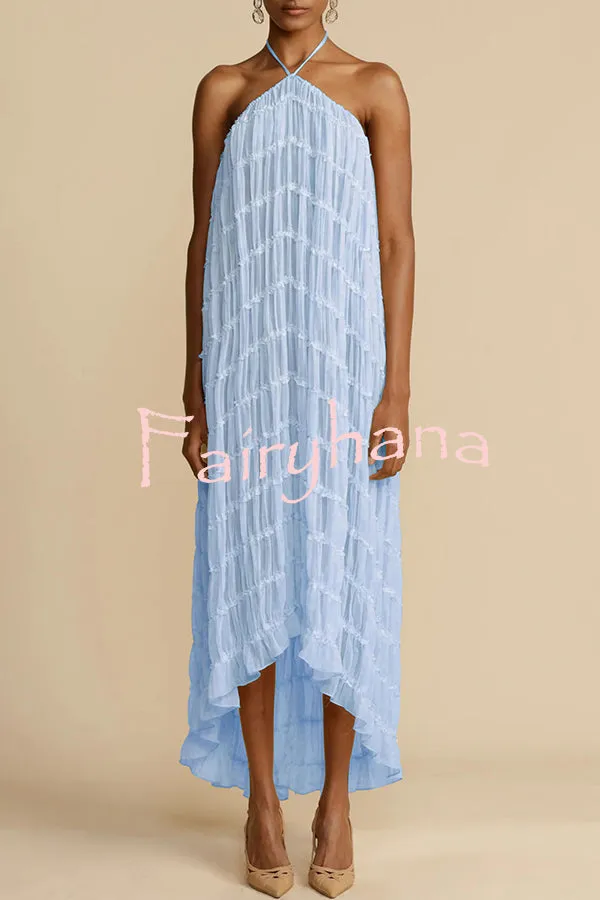 Versatility and Vintage Charm Pleated Drawstring Waist Tiered Maxi Skirt