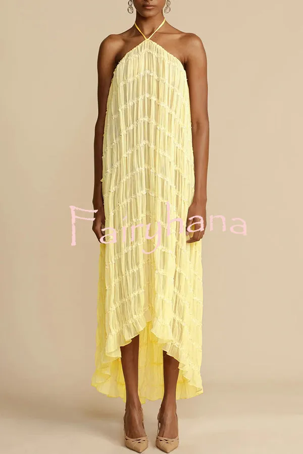Versatility and Vintage Charm Pleated Drawstring Waist Tiered Maxi Skirt