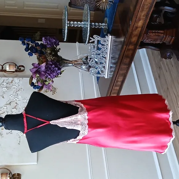 Victoria's Secret Red Embellished Slip Mini Dress. Size XL