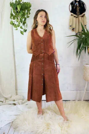 Vintage Sienna Suede Vest   Skirt Set