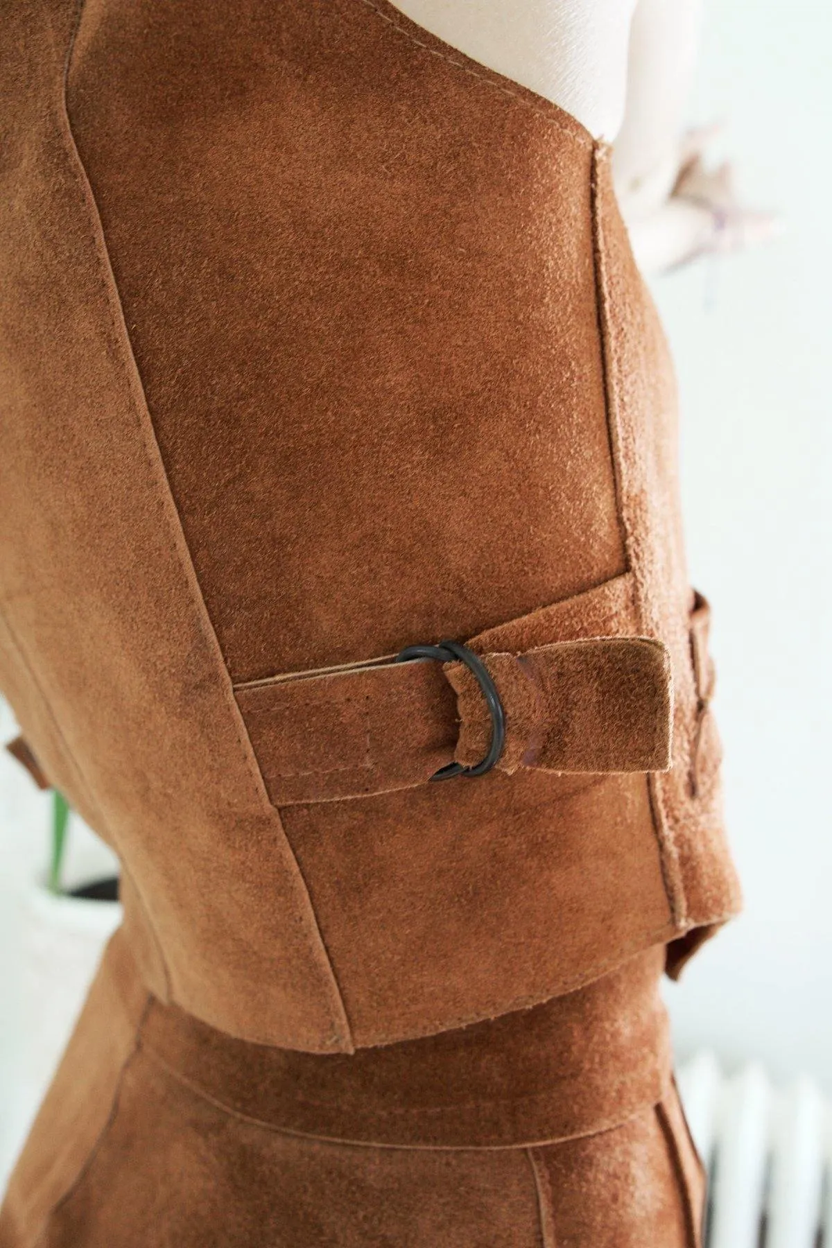 Vintage Sienna Suede Vest   Skirt Set