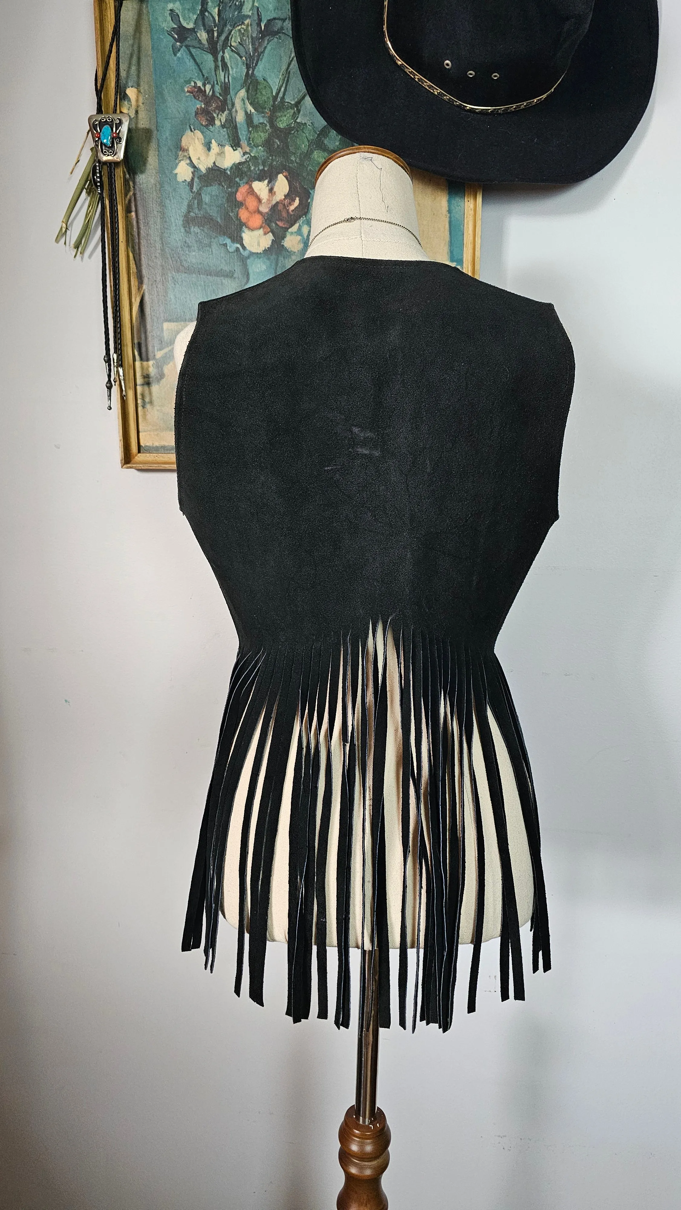 Vintage Suede Fringe Vest (Size 32)