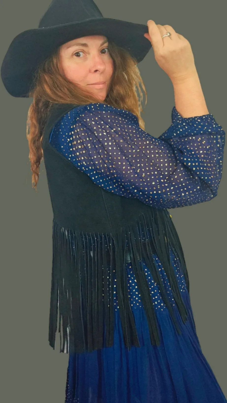 Vintage Suede Fringe Vest (Size 32)