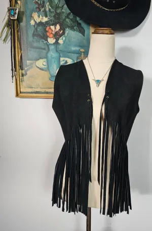 Vintage Suede Fringe Vest (Size 32)