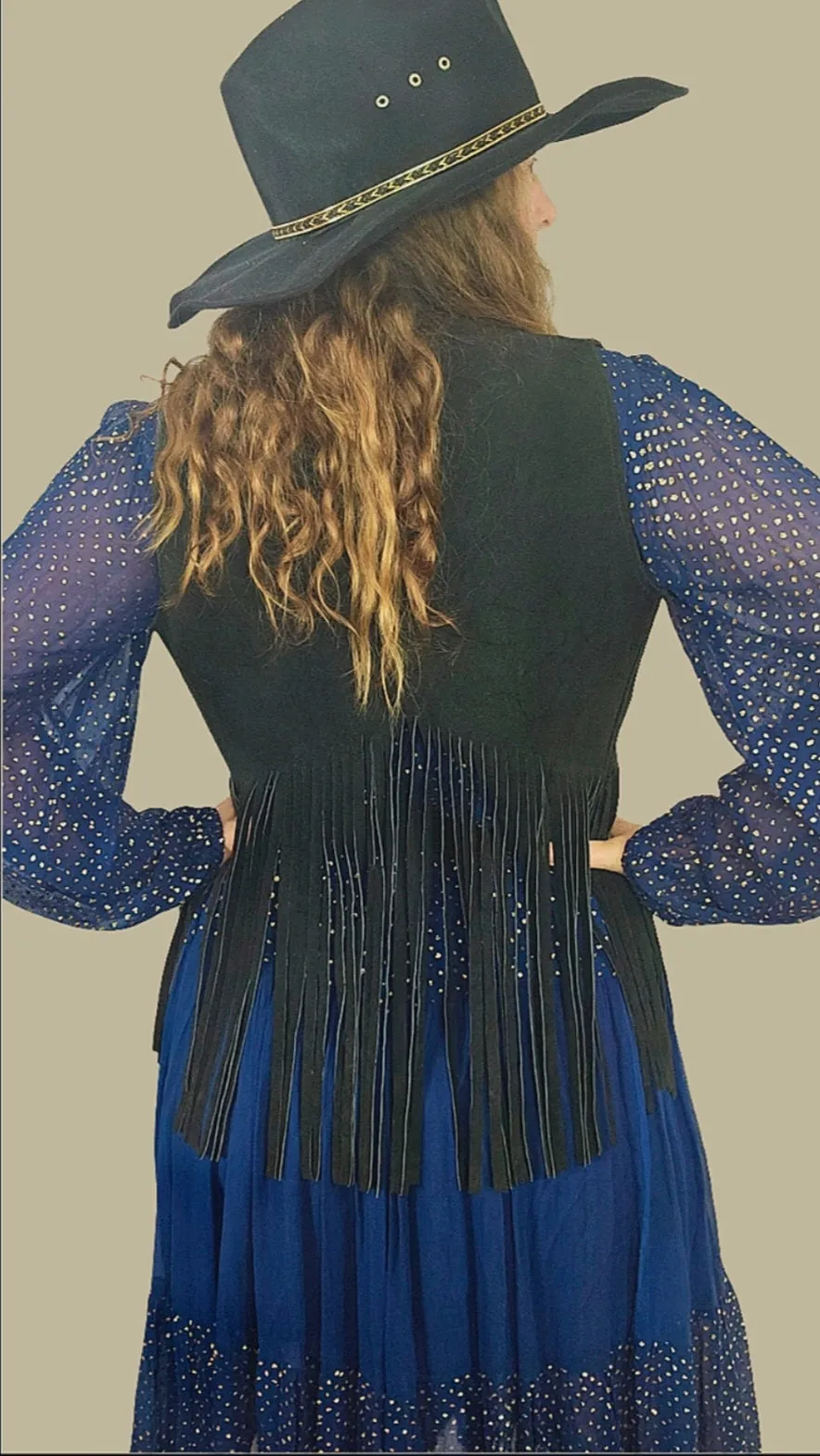 Vintage Suede Fringe Vest (Size 32)