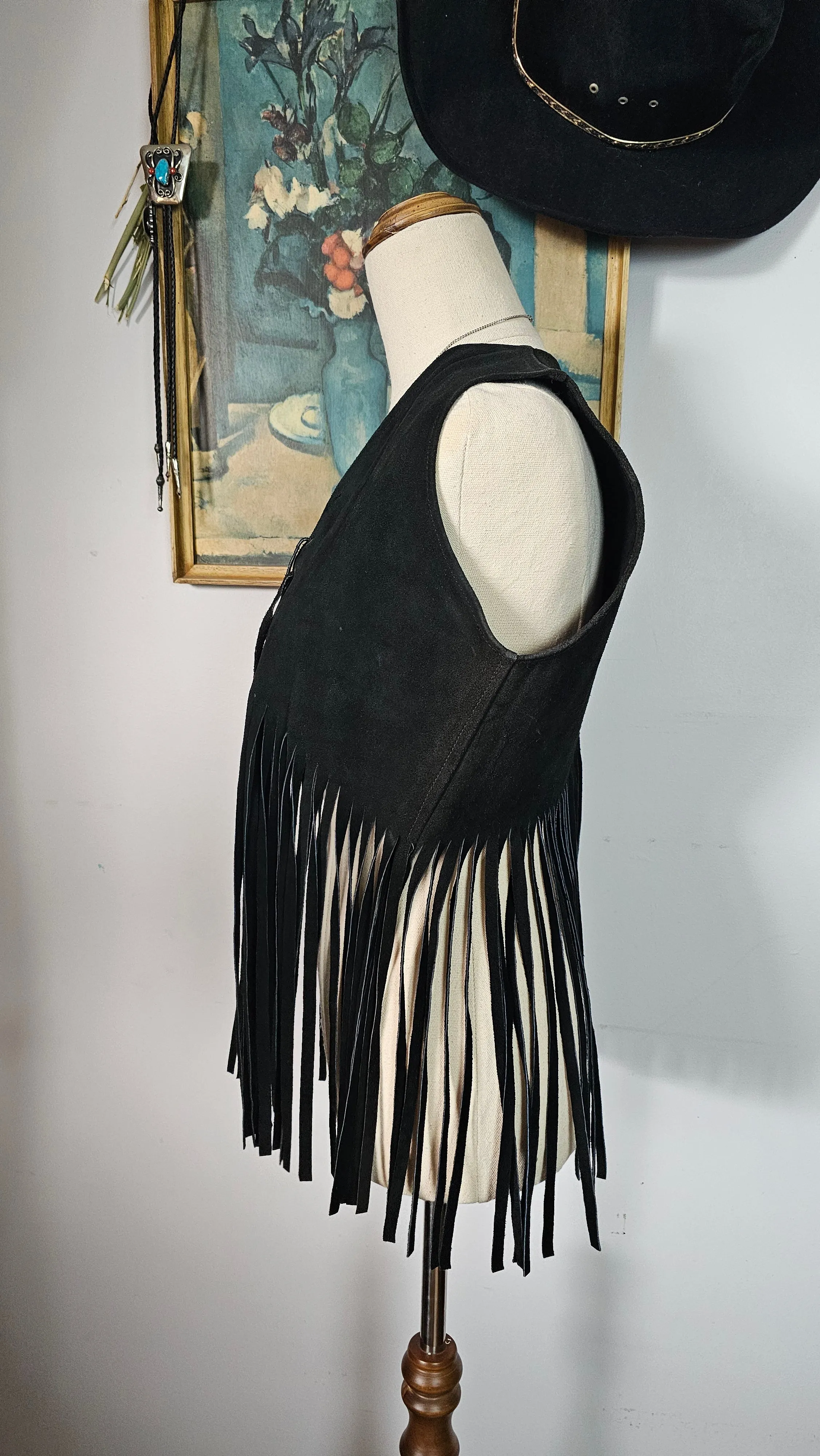 Vintage Suede Fringe Vest (Size 32)
