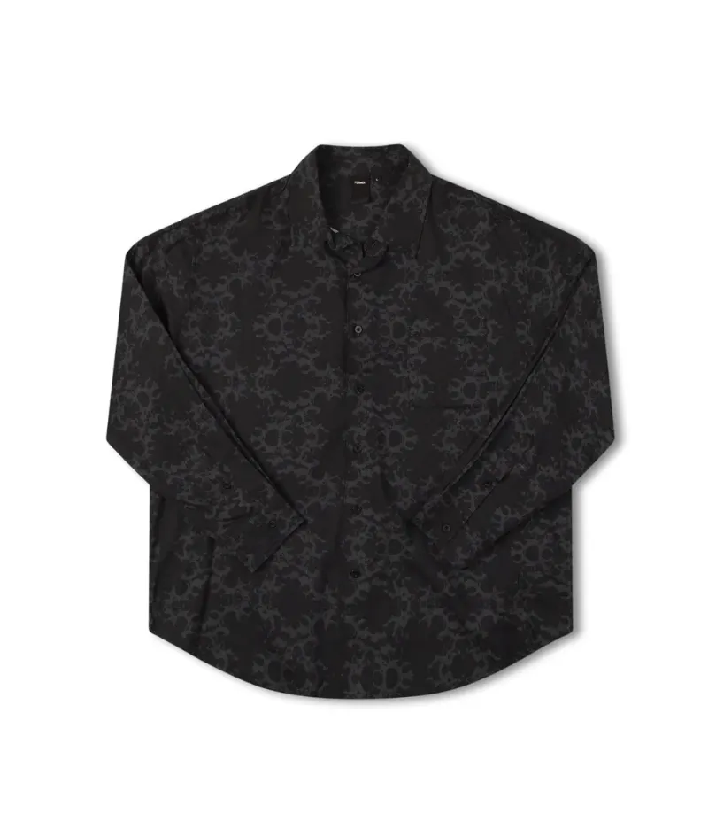 VIVIAN ORNATE LS SHIRT - BLACK/GREY