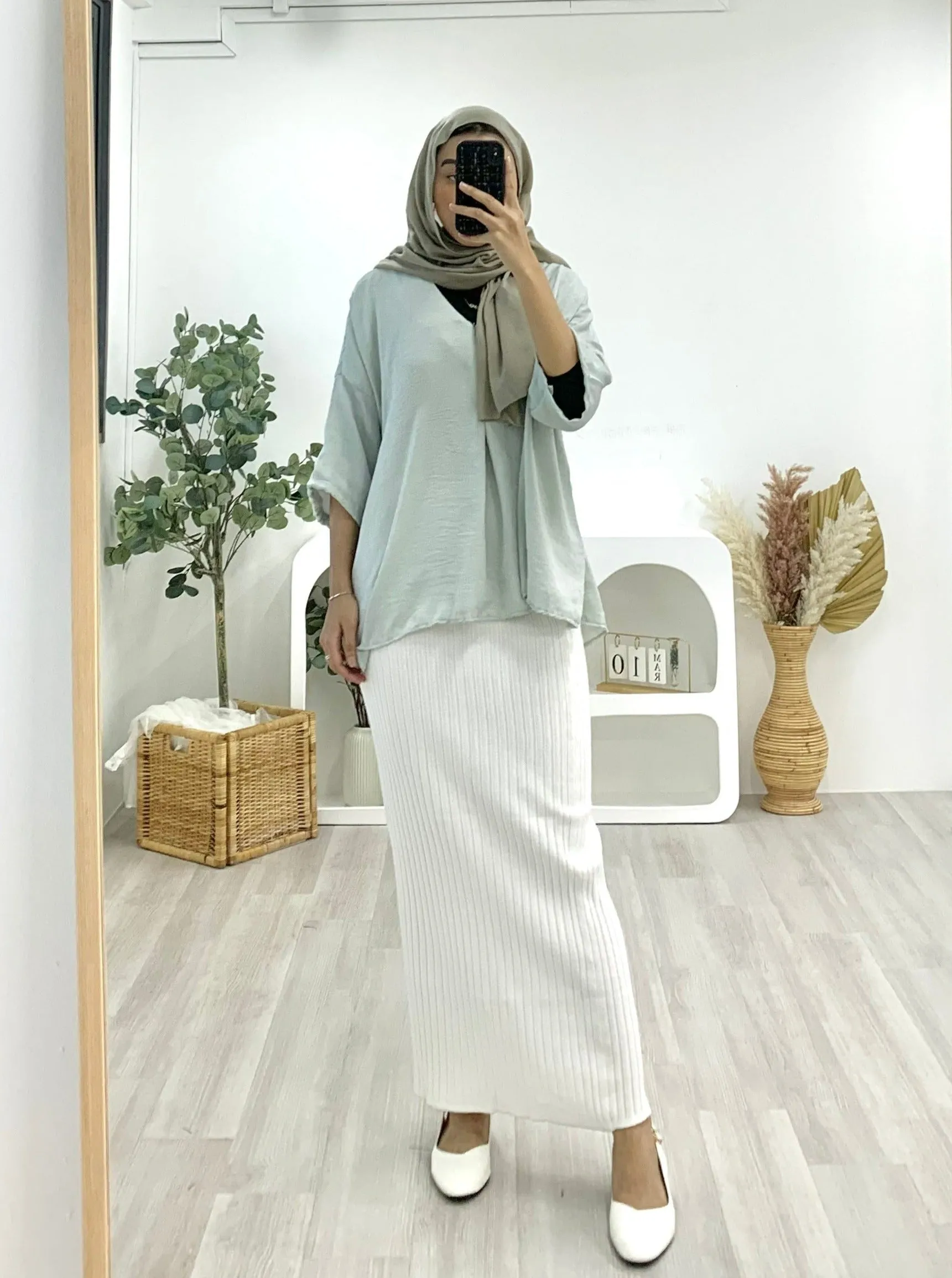VNeck Zipper Crinkle Satin Top VZCST
