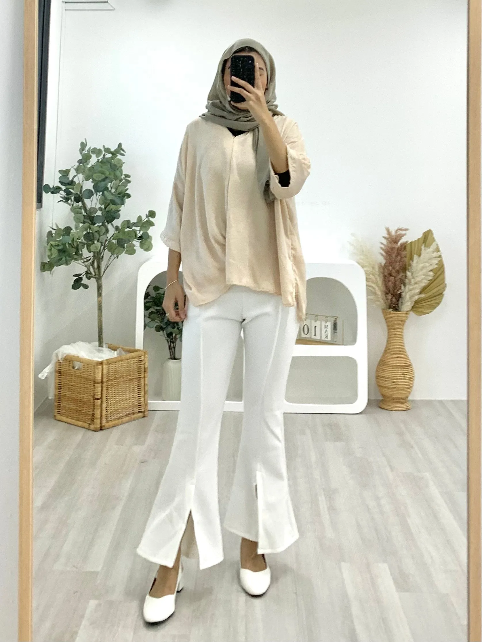 VNeck Zipper Crinkle Satin Top VZCST