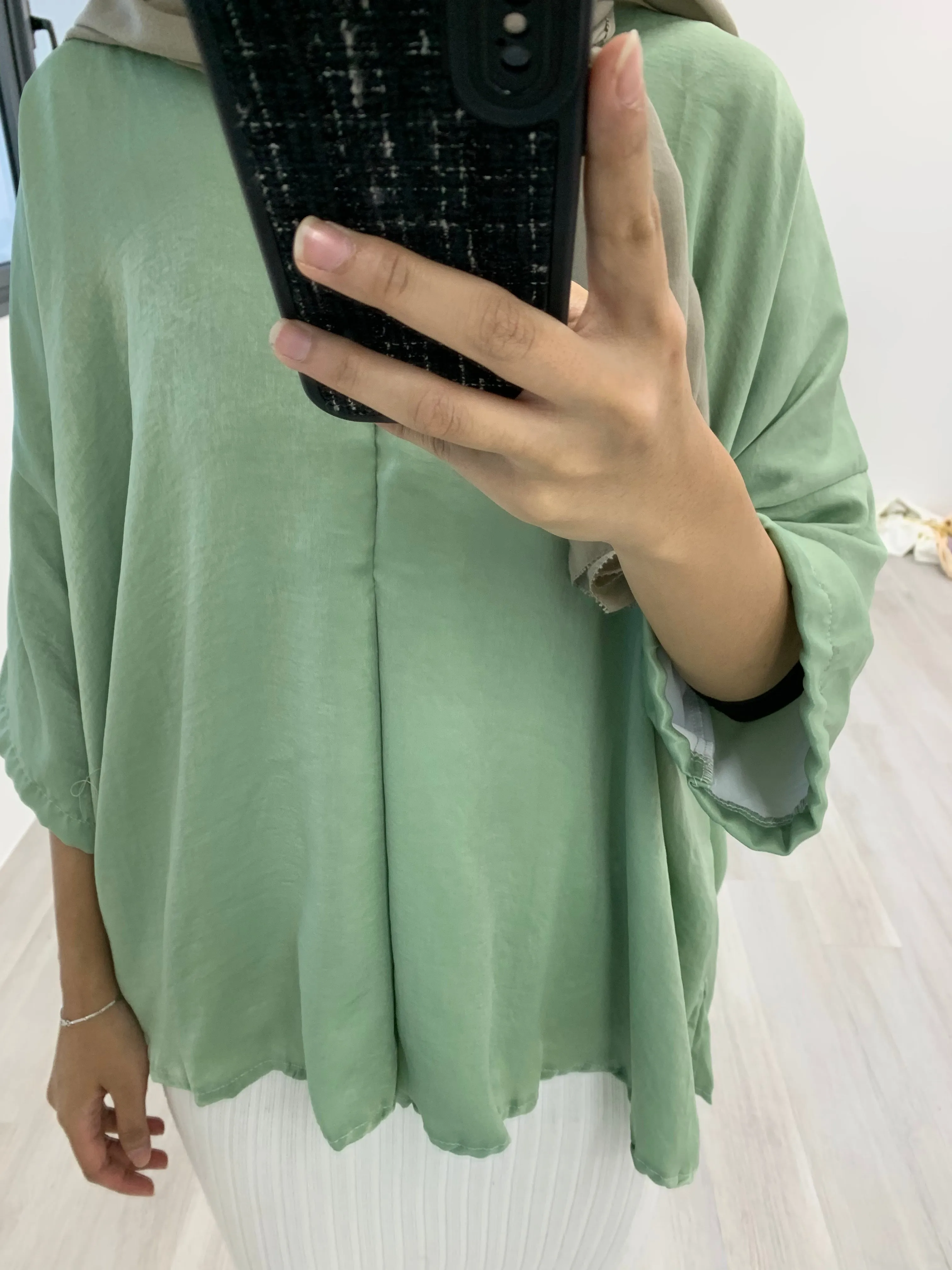 VNeck Zipper Crinkle Satin Top VZCST
