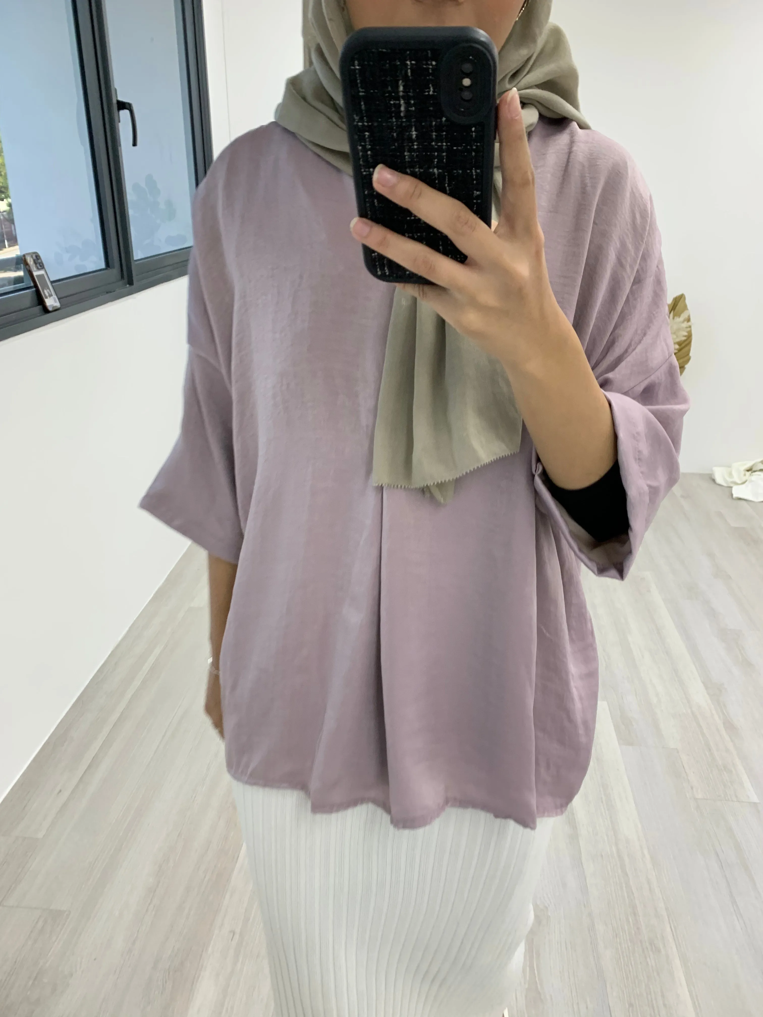 VNeck Zipper Crinkle Satin Top VZCST