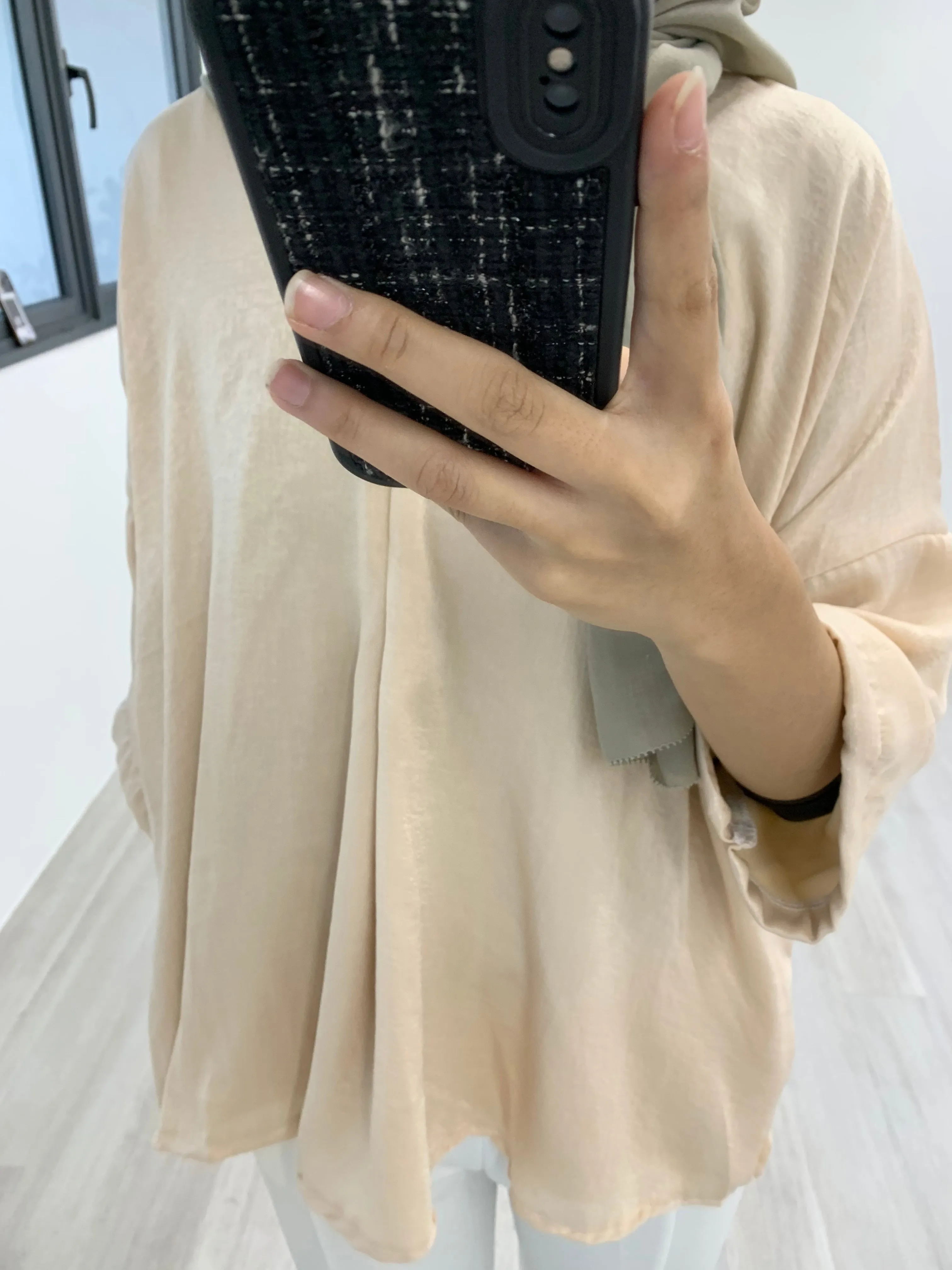 VNeck Zipper Crinkle Satin Top VZCST