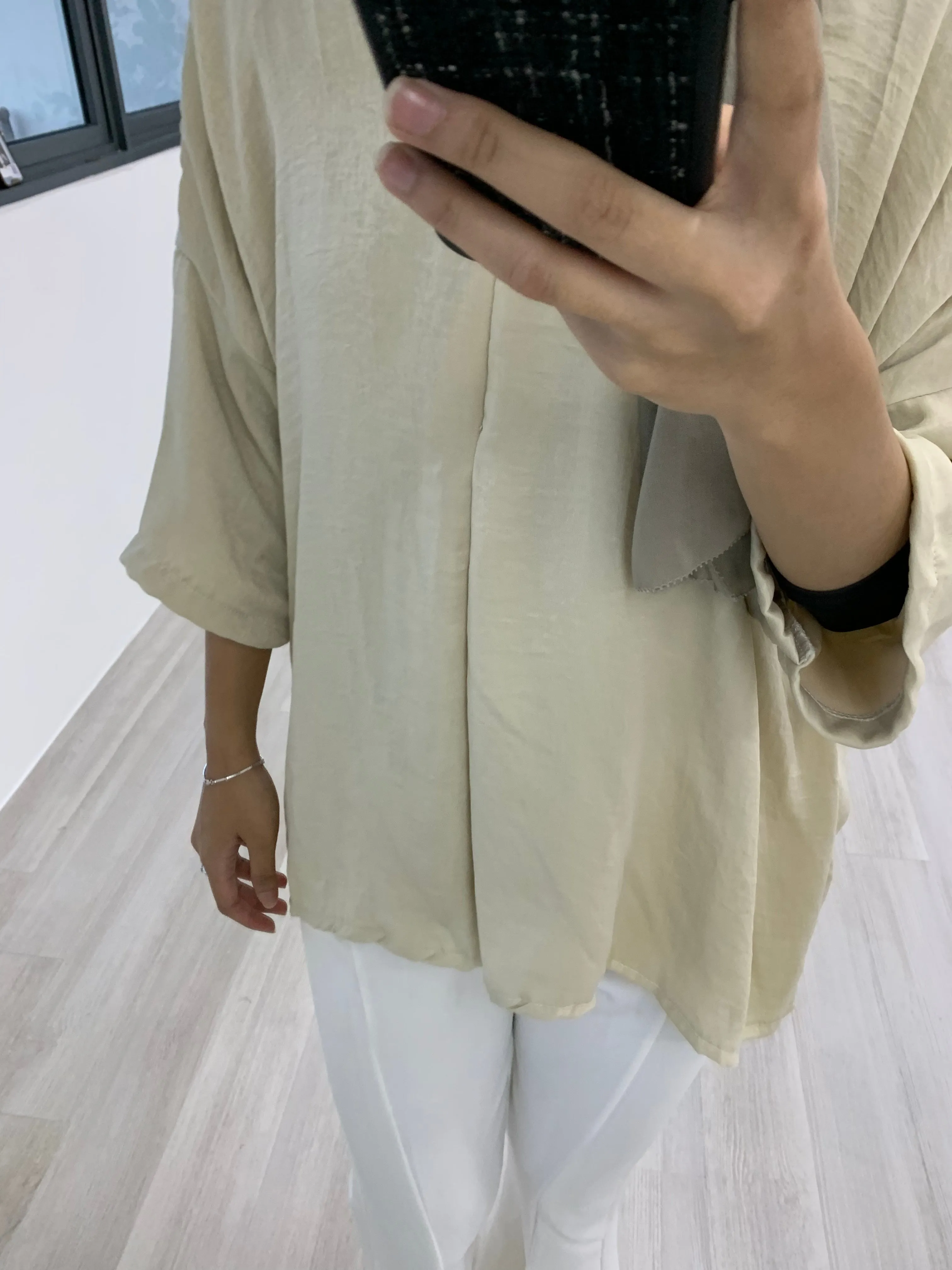 VNeck Zipper Crinkle Satin Top VZCST