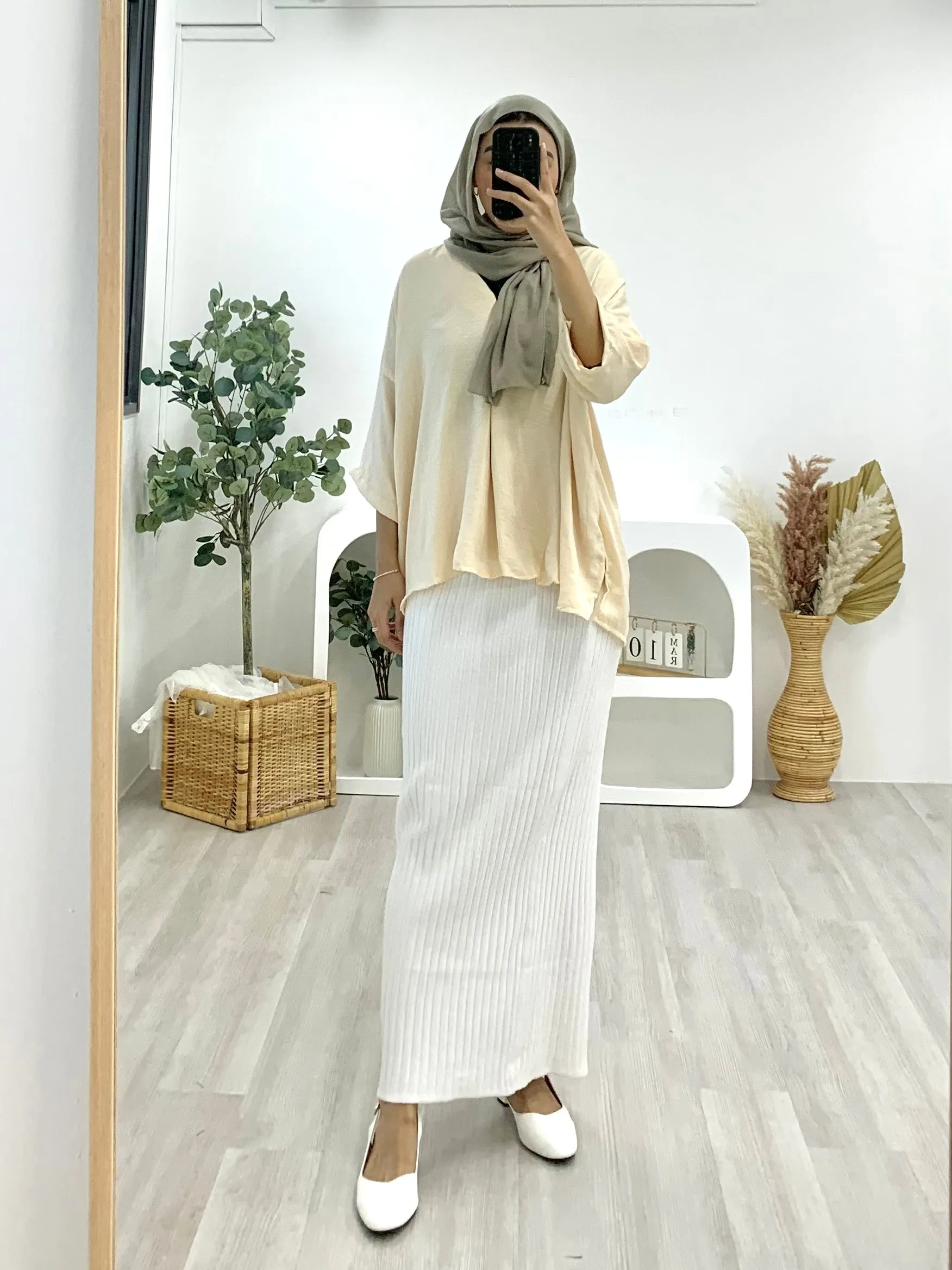 VNeck Zipper Crinkle Satin Top VZCST