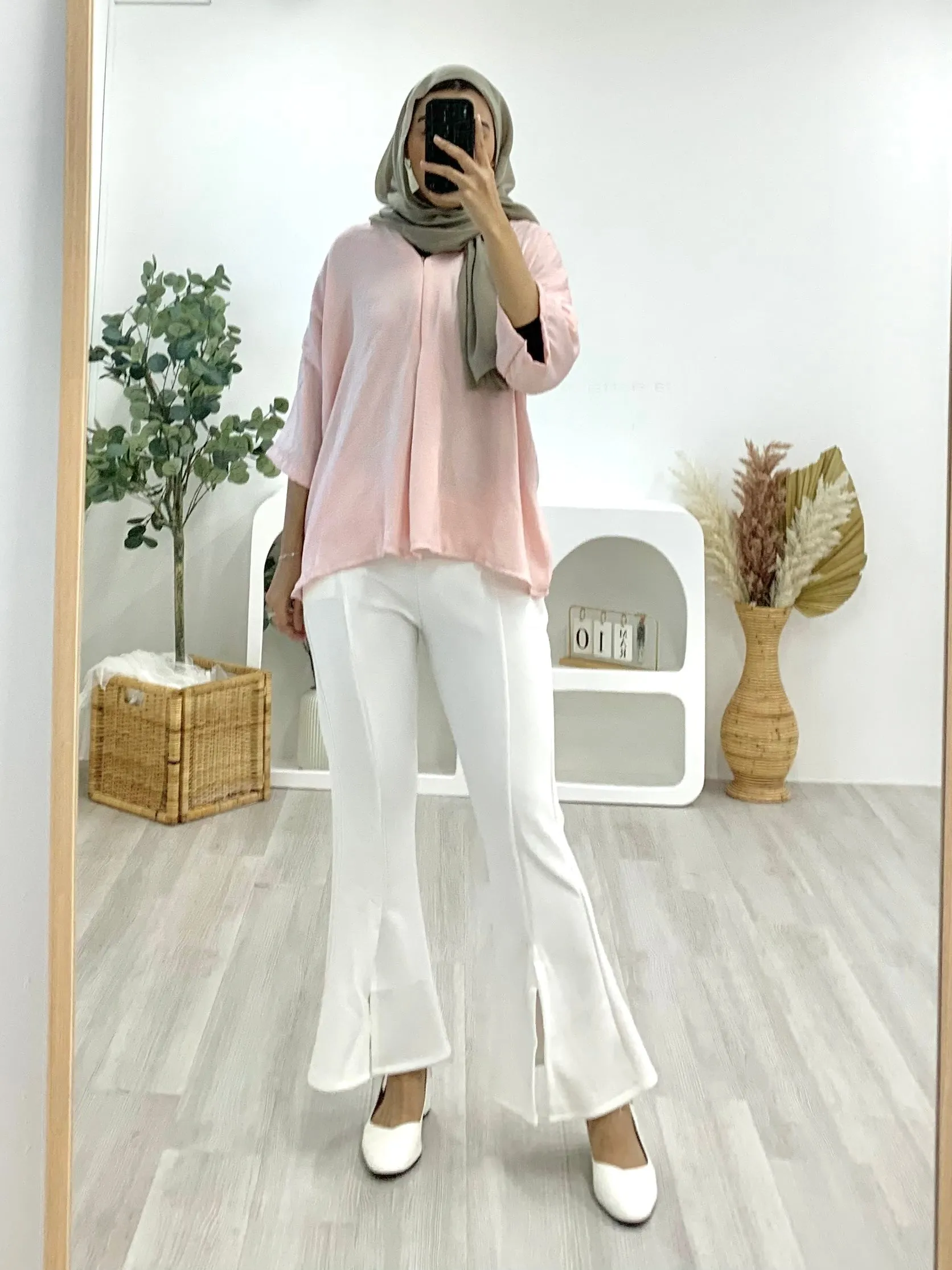 VNeck Zipper Crinkle Satin Top VZCST