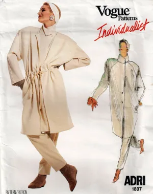 Vogue Individualist 1807 ADRI Womens Oversized Jacket Vest & Pants 1980s Vintage Sewing pattern Size 12 Bust 34 Inches UNCUT Factory Folded