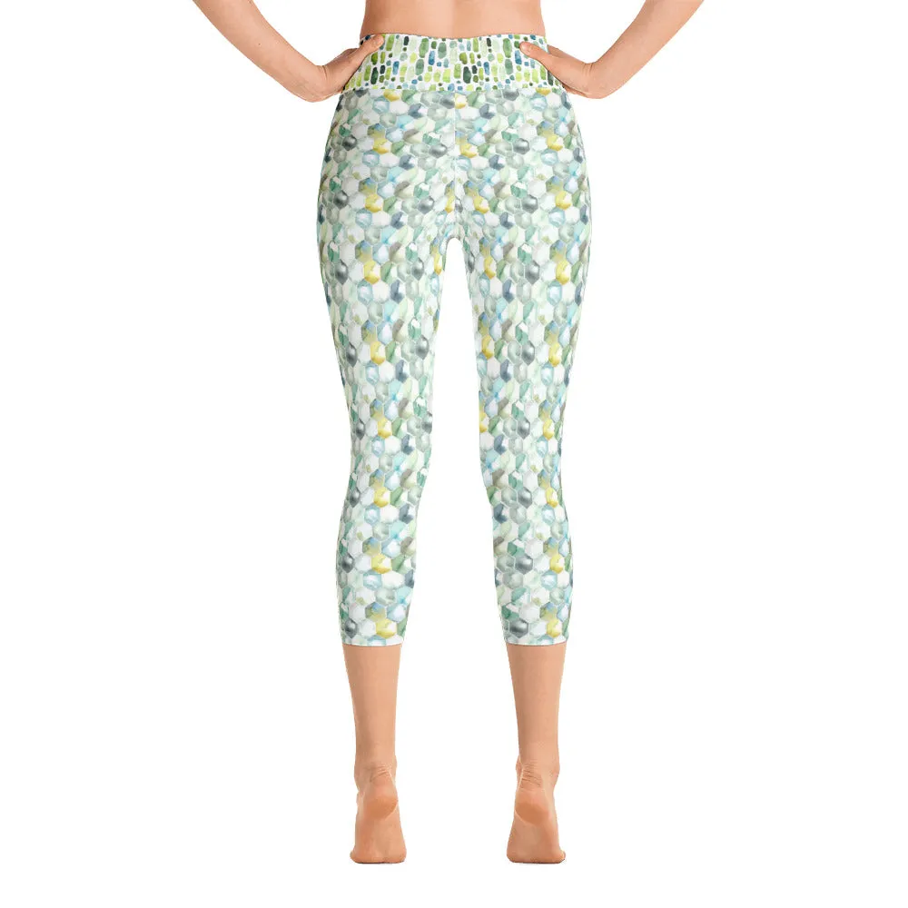 Watercolor Hexagons - Yoga Capri Leggings
