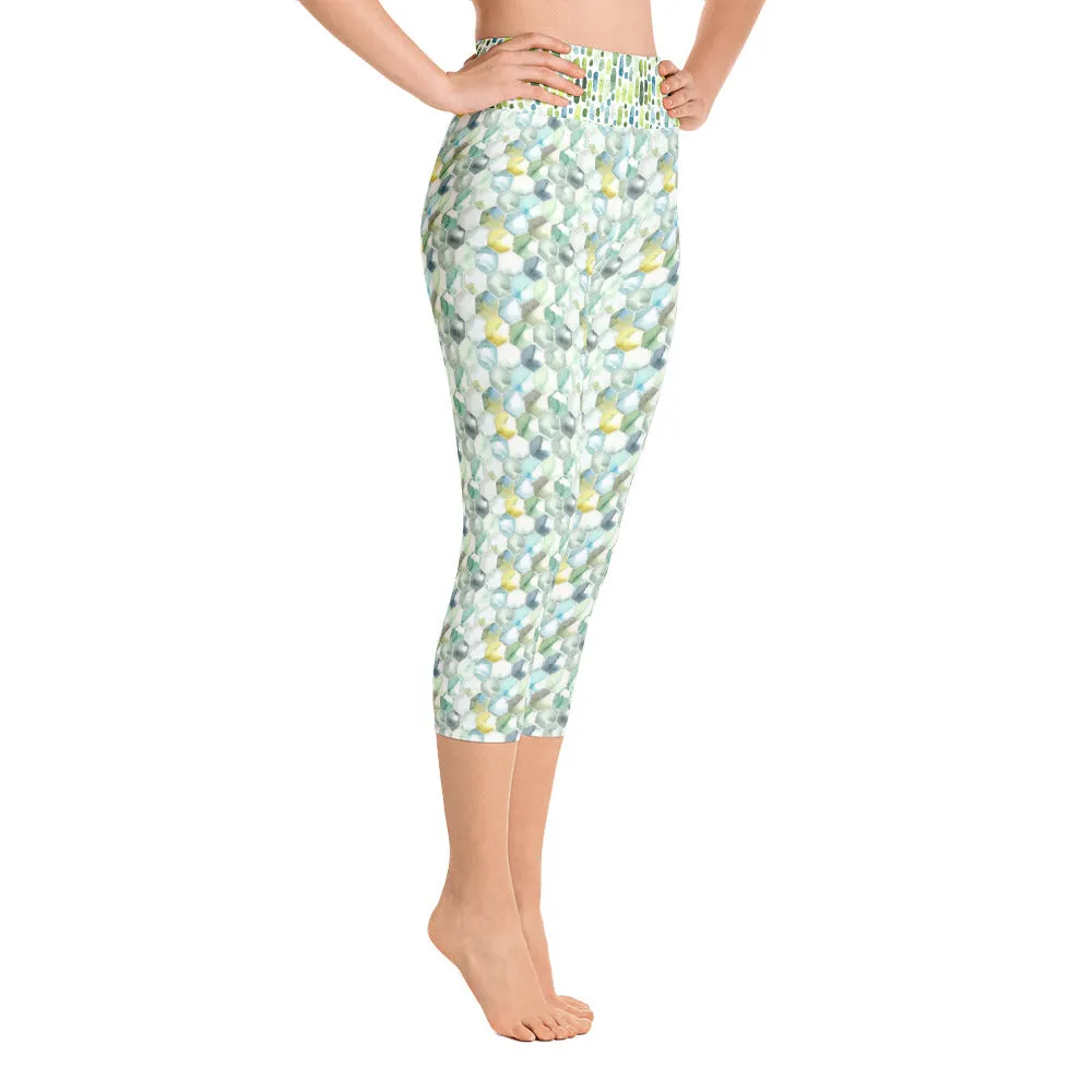 Watercolor Hexagons - Yoga Capri Leggings
