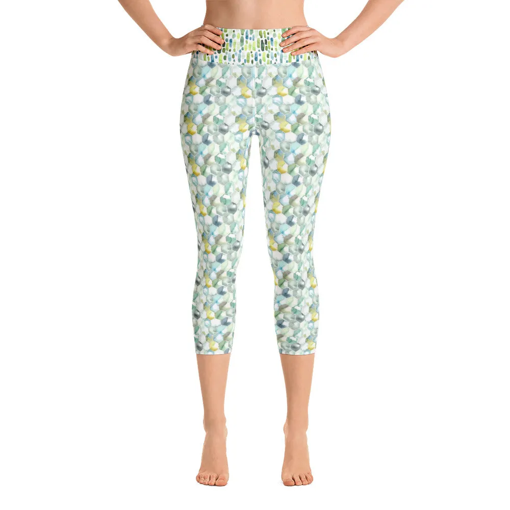 Watercolor Hexagons - Yoga Capri Leggings