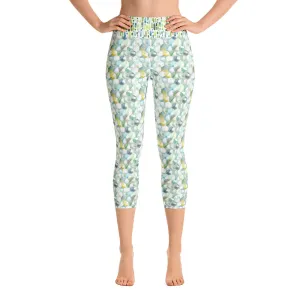Watercolor Hexagons - Yoga Capri Leggings