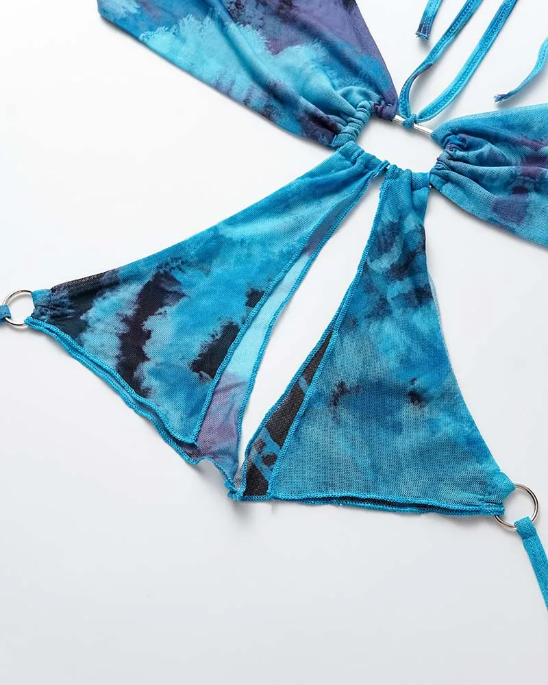 Watermarbled Butterfly Halter Top