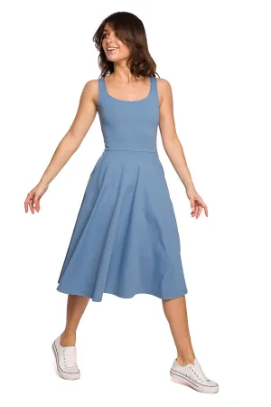 Wavy Flared Pocket Dress