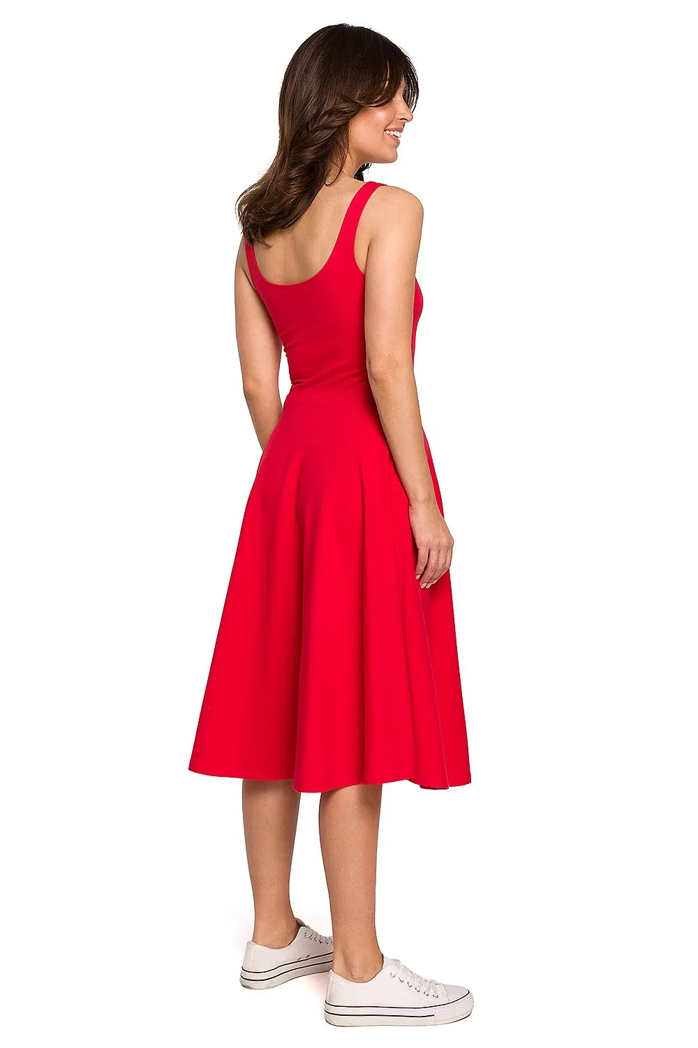 Wavy Flared Pocket Dress