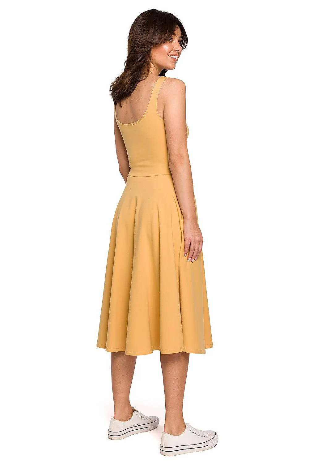 Wavy Flared Pocket Dress