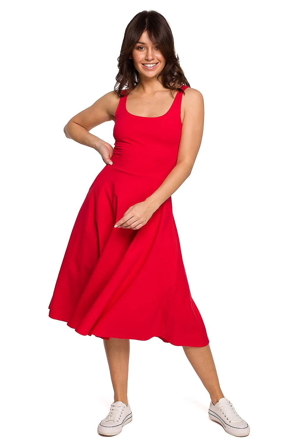 Wavy Flared Pocket Dress
