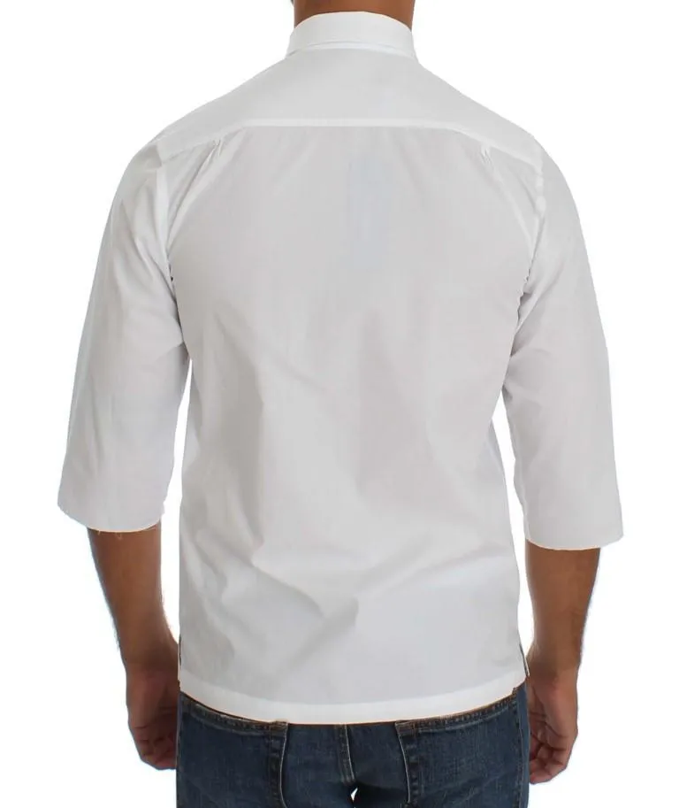White 3/4 Sleeve Regular Fit Shirt