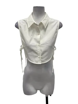 White Collared Button Down Vest Top