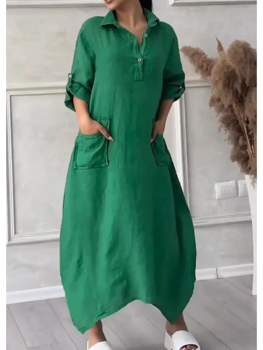 Women's Casual Pocket Maxi Dress