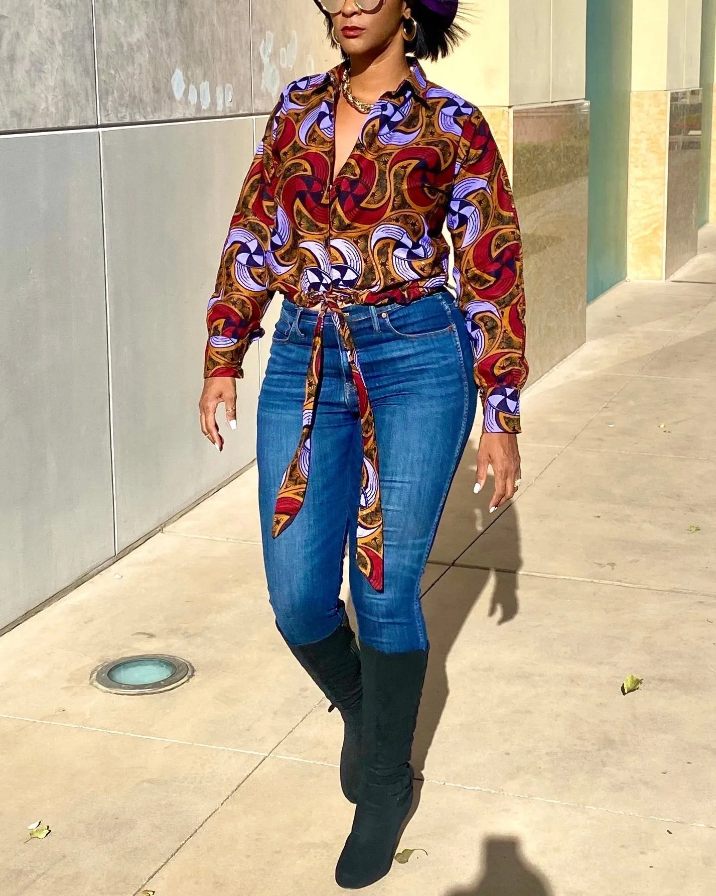 Women's Casual Print Button Long Sleeve Shirt