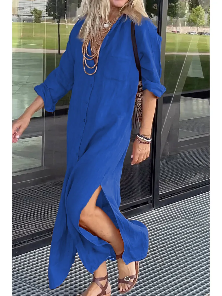 Women's Cotton and Linen Pocket Dress