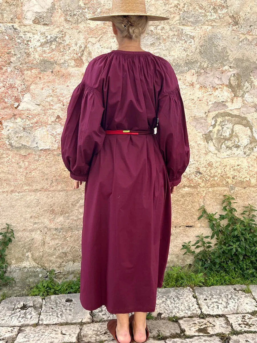 Women's Loose and Casual Pocket V-neck Cotton Dress