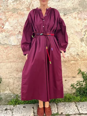 Women's Loose and Casual Pocket V-neck Cotton Dress