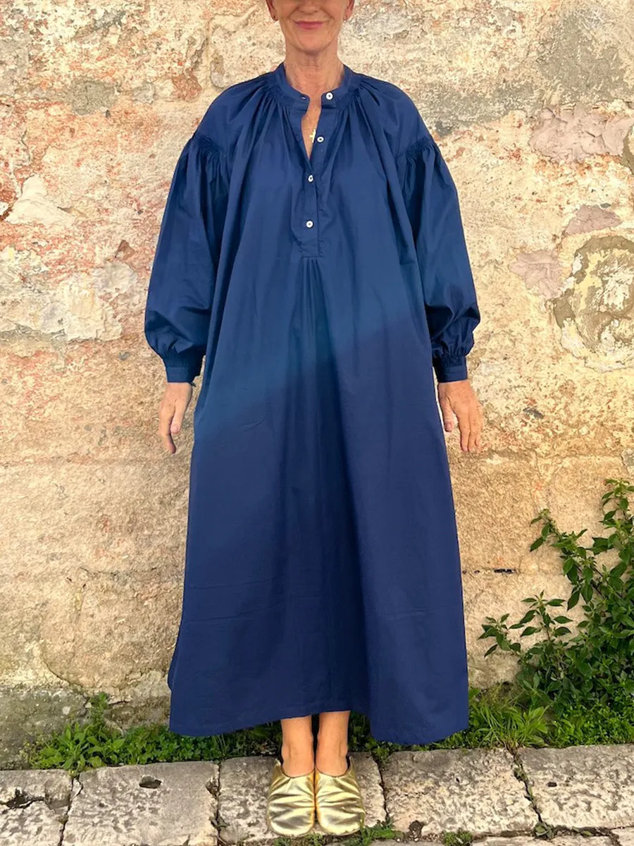 Women's Loose and Casual Pocket V-neck Cotton Dress