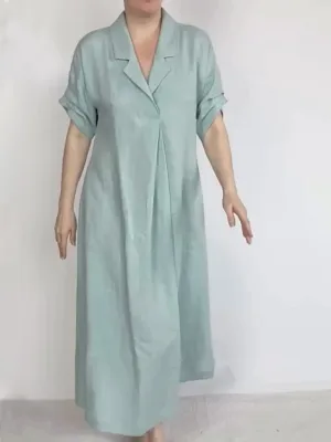 Women's V-Neck Pocket Cotton Dress