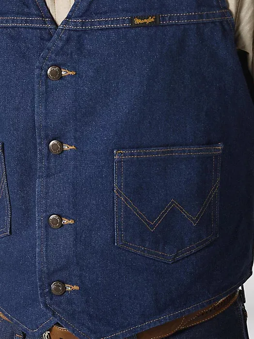 Wrangler Men's Vest - Unlined Denim Prewashed
